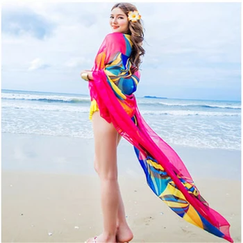 Moterų Bikini Paplūdimio Drabužiai Vasaros Paplūdimio Sarongs Šifono Šalikai Geometrinių Dizaino Maudymosi Kostiumėlį Padengti Iki Suknelę Kaftan Sarongas Suknelė