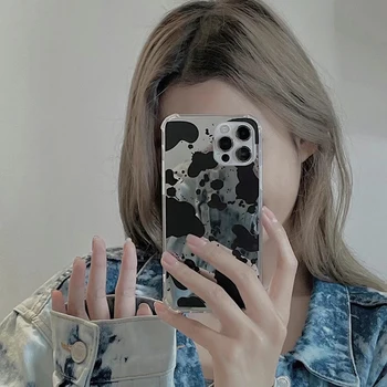 Ins Korėja populiarus Makiažo veidrodėliai Splash meno rašalo Minkštos sienos Telefono dėklas Skirtas apple iPhone 7 8 Plus X XS XR MAX Pro 11 12 Pro dangtelį - 
