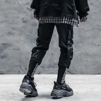 Stilingas 2021 Japonijos Mados Harajuku Streetwear Krovinių Kelnės Vyrams Juostelės Kišenės Poilsiu Techwear vyriškos Kelnės Hip-Hop - 