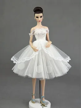 Baltos Spalvos Nėriniai, Rankų Darbo Trumpas Tutu Suknelė Barbie Lėlės Komplektus Princesė Vakare Šalis Suknelė Sijonas Nuotakos Suknelė Lėlės Priedai Vaikas