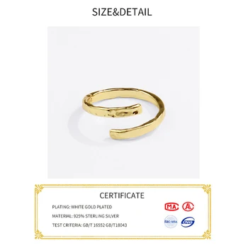 925 Sterlingas Sidabro Naujas Paprastas Dizainas Apkabinti Formos Aukso Spalvos Žiedų Šviesą Nelaimę Atidarymo Rankų Darbo Žiedas Mados Fine Jewelry