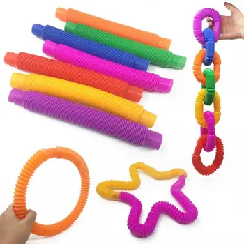 1pcs Minkšti Plastikiniai Makaronų Elastinga Virvė Žaislai Ruožas Eilutę Išskleidimo Žaislas Tampri String Fidget Paramos Streso Ventiliacijos Žaislai