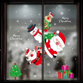 Linksmų Kalėdų Sienų Lipdukai Kalėdų Senelio Elnių Snaigės Lango Stiklo Sienos Lipdukai Naujųjų Metų Namų Puošybai Freskomis