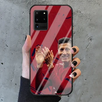 Futbolo Lewandowskis Futbolo 9 Telefono Grūdintas Stiklas Case Cover For Samsung Galaxy S Pastaba 5 6 9 10 10E 20 21 FE Plius Uitra Juoda
