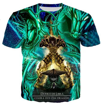 2021Anime Saint Seiya 3D Print T-shirt Vyrai/moterys Vasaros Mados Populiarus Laisvalaikio Harajuku Stilius Streetwear PlusSize Viršūnės