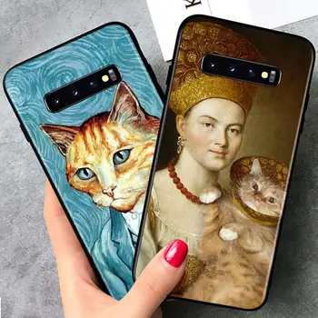 Funny Cat Meno Estetika Samsung Galaxy S21 Ultra Plus Pastaba 20 10 9 8 S10 S9 S8, S7 S6 Krašto Plus Black Telefono dėklas