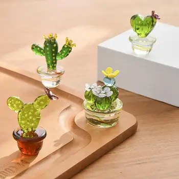 Dirbtinis Kūrybos Namų Puošybai Stiklo Kaktusas Darbalaukio Ornamentu Mikro Kraštovaizdžio Mini Amatų Miniatiūros Figūrėlės