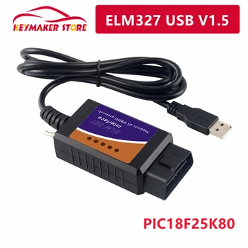 ELM327 USB 1.5 OBD2 automobilių variklių gedimų detektorius jungiklis ELM327 USB OBDII OBD2 Con Interruptor PIC18f25K80