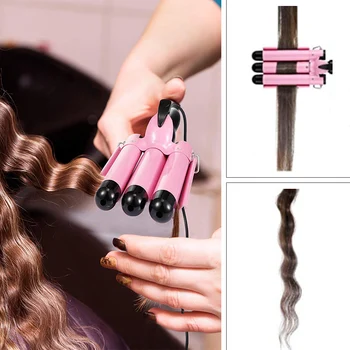 Elektros Hair Curler 3 Barelį Keramikos Giliai Bangos Garbanoti Salonas Namų Stilius Įrankis 2020 M.