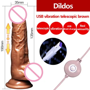 USB Tiesioginis Mokestis Dildo Realus Didelis Gaidys Teleskopinis Sūpynės, Didžiulis Penis Penis Vibratorius, Sekso Žaislai, Dildos Vibratoriai Moteris Sextoy