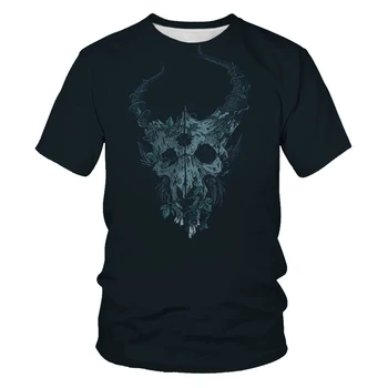 T-shirt gothique pour hommes et femmes, avec įspūdis, lt 3D, stilius, punk, tête de mort, taille regione 6XL, 2021