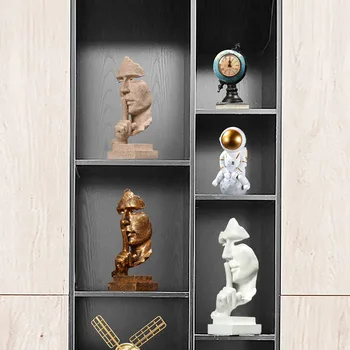 Namų Dekoravimas Ornamentais, Tyla-Auksas Mąstytojas Pobūdžio Skulptūros, Antikvariniai Dervos Statulėlės Parduotuvės Vitrina Apdailos Artware