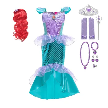 Undinėlė Ariel Princesė Mergina Dress Cosplay Kostiumai Vaikams Kūdikių Ariel Išgalvotas Suknelės Vaikų Karnavalas, Gimtadienis Drabužiai