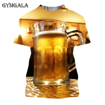 Vasaros pasiūlymai Vyrų T-shirt goth marškinėliai alaus Trumpas Sleevestriped marškinėliai vyrams, O-Kaklo Viršūnes Tees Juokinga 3D Atspausdintas Streetwear Marškinėlius