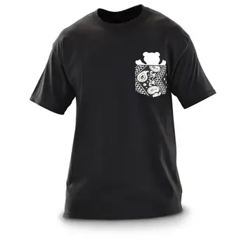Derliaus Sunkiasvoris Bandana Kišenėje T Shirts Lokys Spausdinti Black T-shirt Vyrams 2021 Naujas Vasaros Tee