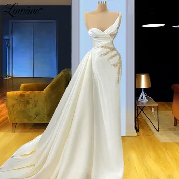 Lowime Aukso Zawalcowany Vakare Gown 2021 Undinė Ilga Peties Artimųjų Rytų Moterų Oficialų Šalis Suknelė Įžymybė Prom Dresses Rūbeliai