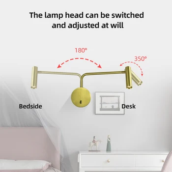 ABNT led siena šviesos sienos lempos ranka sukami namų modernus dekoro miegamasis jungiklis LED 3W skaitymo šviesos naktiniai patalpų ir namų interjerą