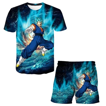 Dragon Ball Tshirts Tinka Mados Marškinėliai Vedžitas Vaikų Drabužių Rinkiniai T-shirt & Šortai 2 vnt Rinkiniai Mergaitėms Berniukų Drabužiai Kostiumas