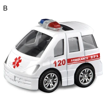 1PCS/Set Mini Lydinio Diecast Modelis Traukti Atgal, Automobilio Inercinių Tūptinės Miestų Inžinerijos Fire Truck Policijos, Greitosios pagalbos Automobilis Vaikas Žaislas Berniukui Dovana