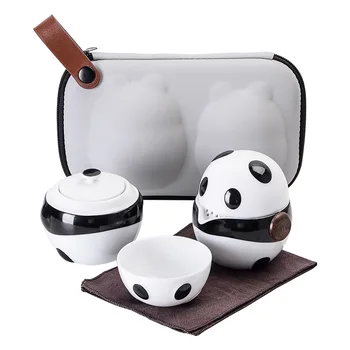 Keramikos Panda Virdulys su 2 Puodeliai Arbatos Rinkiniai Nešiojamų Kelionių Biuras Kinų Arbatos Rinkinys Mini Krepšys Filtras Arbatos Puodelio Smulkių Dovanų