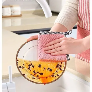 Neriebų Ne linting Hangable koralų vilnos dvipusė rpg, virtuvė ananasų modelis absorbentas rankšluosčiu, paprastas patiekalas medžiaga