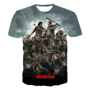 Hip-hop streetwear 3D spausdinimo vyriški T-shirt vasaros mados atsitiktinis siaubo serialas The Walking Dead viršuje drabužių 110/6XL