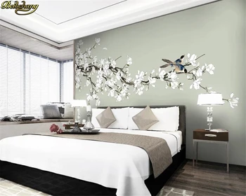 Beibehang Užsakymą 3d tapetai, freskos naujas kinų stiliaus rankų dažytos gėlės ir paukščiai filigranas baltoji magnolija fono sienos