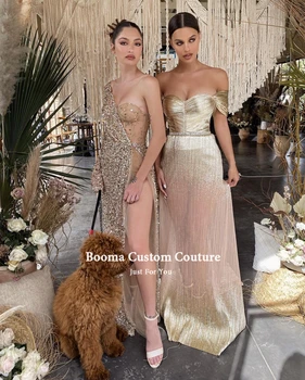 Booma Aukso Vienos Pečių China Vakaro Suknelės 2021 Ilgomis Rankovėmis Aukštos Ritininės Nesimetriškas Vakare Chalatai Oficialią Suknelės, Šaliai