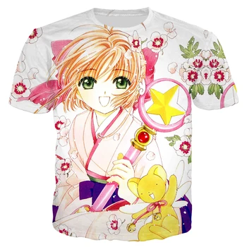 Karšto pardavimo anime Cardcaptor Sakura 3D Atspausdintas Marškinėliai unisex Mados Atsitiktinis Harajuku Stilius Apvalios Kaklo trumpomis Rankovėmis Viršūnes Streetwear