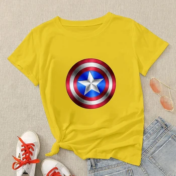 Puikūs Marškinėliai Kapitonas Amerika Shield Pradedantiesiems Atspausdintas Trumpas Rankovės Disney 