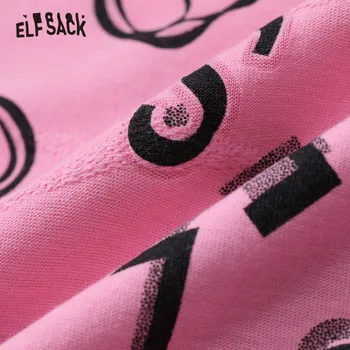 ELFSACK Harajuku Lokys Spausdinti Atsitiktinis Megztinis Marškinėliai Moterims,2021 M. Vasarą Stilingas Derliaus Moterų Pagrindinio Kasdien Grafinis Viršūnės