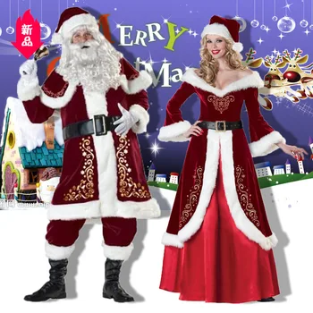 Kostiumas Kalėdų Santa Claus Cosplay Kostiumų Santa Claus Drabužius Fancy Dress Suaugusių Vyrų ir Moterų Kalėdų Suknelė