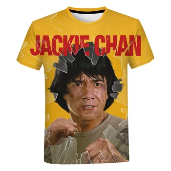 2021 Vasaros Naują Stiliaus Kung Fu Filmų Žvaigždė Jackie Chan Unisex 3D Spausdinimo Modelis Atsitiktinis Apvalios Kaklo trumpomis Rankovėmis T-shirt 2XS-5XL