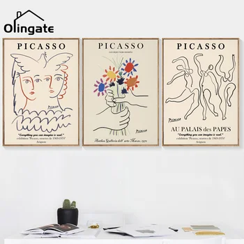 Picasso Abstrakčiai Sienos Meno Paprasta Citatos Dažymo Mergina Gėlių Šiaurės Plakatai Vieno Gabalo Drobės Meno Namų Dekoro Kambarį