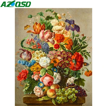 AZQSD Diamond Tapybos, Mozaikos 5D Gėlės kvadratiniu 