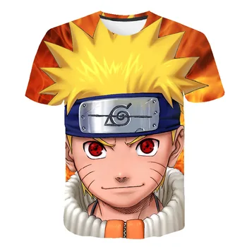 4-14T Japonų Anime cool berniukas mergaitė Narutos print T-shirt vasaros manga marškinėlius trumpomis rankovėmis unisex mados vaikiški drabužiai