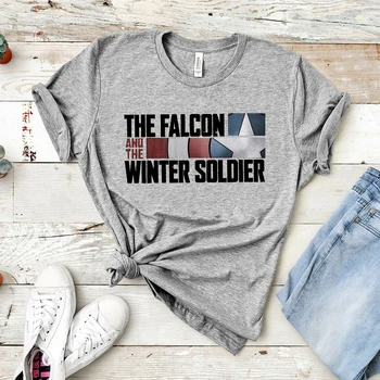 Falcon ir Žiemos Kareivis Marškinėliai Atsitiktinis Unisex marškinėliai Moteriška Atostogų Crewneck Tee Klasikinio Punk Moterų Hipster Viršūnės