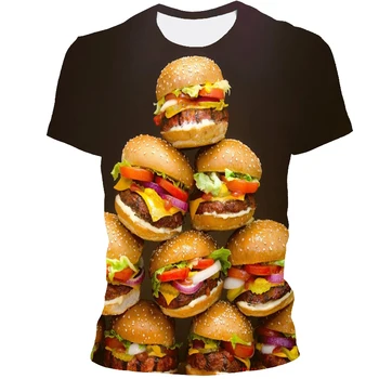 2021 Naujas Vasaros Mėsainiai Modelio 3D Modelio Spausdinimo Hip-Hop Cool T-Shirt Negabaritinių Suaugusiems