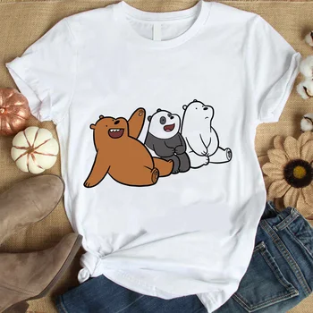 Karšto Pardavimo Spausdinti Moterų Moterų Mados trys mielos bear brothers Grafinis Atspausdintas T-Shirt Harajuku trumpomis Rankovėmis Drabužius Moteris