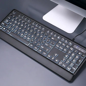 27RA Didelis Spausdinimo Klaviatūra USB Laidinio Kompiuterio Klaviatūra su Apšvietimu Spalvų 104 Klavišai