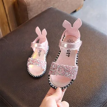 Vasaros nauja vaikų triušio ausies sandalai Mergaitėms Mados China kalnų krištolas Romos batų krepšys kulno atidaryti tne vaikiška avalynė