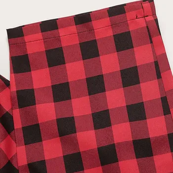 Moterų Mados seksualus spausdinti pižama nustatyti camisole apatiniai, pižama raudonas pledas kelnės patogiai домашняя одежда женская M*
