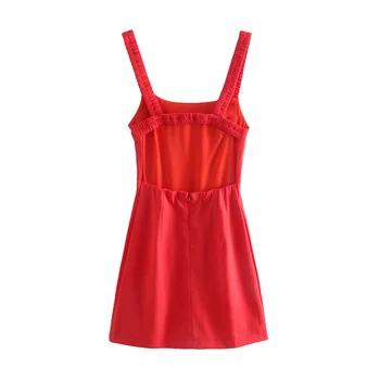Elegantiška berankovė trumpas moterų suknelė vasaros Backless slim seksualus pasėlių sundress 2021 Tvirtą raudona mados suknelė moteris