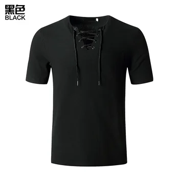 Vyrų Mados Atsitiktinis Kung Fu marškinėliai Medvilniniai Skalbiniai T-shirt Hip-Hop V-Kaklo Jogos Viršų