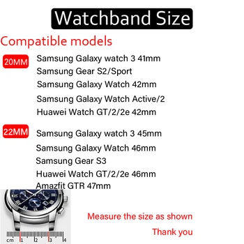 20mm 22mm žiūrėti dirželis Samsung Galaxy žiūrėti 3 42 45 46mm aktyvios 2 juostos amazfit tempas/gts2/pvp sporto apyrankė 
