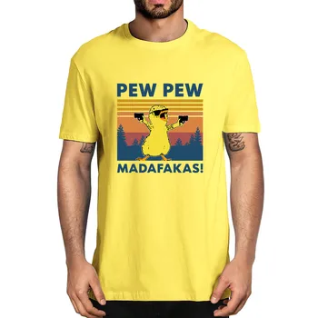 2021 Juokinga Vištienos Pew Pew Madafakas Gangsteris Meme T-Shirt, Derliaus Vyrams Medvilnė Tee Viršų