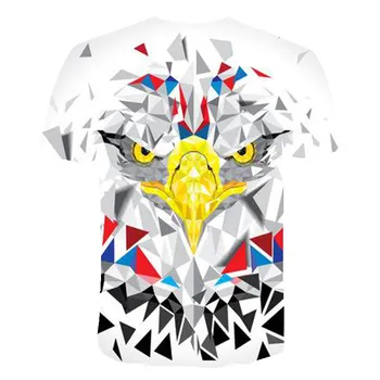 Vyriški Grafinis T Marškinėliai 3D Cool marškinėliai Greitai-džiovinimo Atsitiktinis Viršūnės Vasarą Vyras Trumpas rankovėmis Hip-Hop Erelis Spausdinimo Harajuku Tee