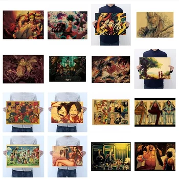 VIENAS GABALAS Luffy Zoro Chopper Ace Animacinių filmų, Komiksų Anime / Vintage Kraftpopieris Sienų Lipdukai Baras Retro Plakato, Dekoratyvinis Dažymas