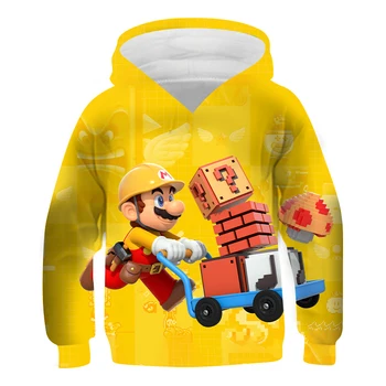 Super Mario hoodies Berniukai, Kids 3D Hoodies Įdomus Vaikų hoodie Nauja Palaidinukė vaikams drabužių mergaičių berniuko, drabužiai Mergaitėms, Drabužiai