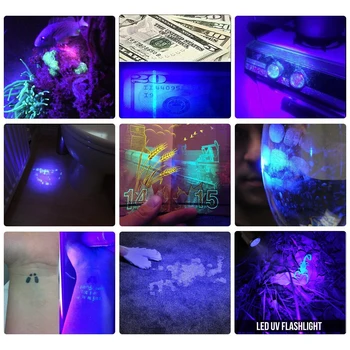 LED UV Žibintuvėlis fakelas 395nm Violetinė Violetinė Šviesa linterna UV spindulių ir Ultravioletines Lempos Detektorius, skirtas Šunų Šlapimo, Naminių gyvūnų Dėmes, kurias AAA